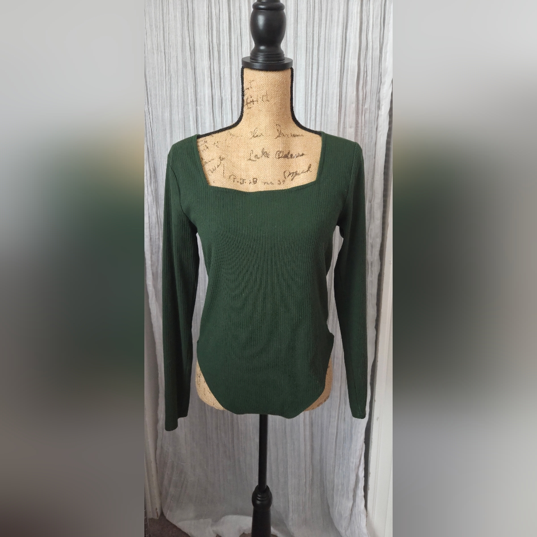 Old Navy Green Ribbed Women's Bodysuit